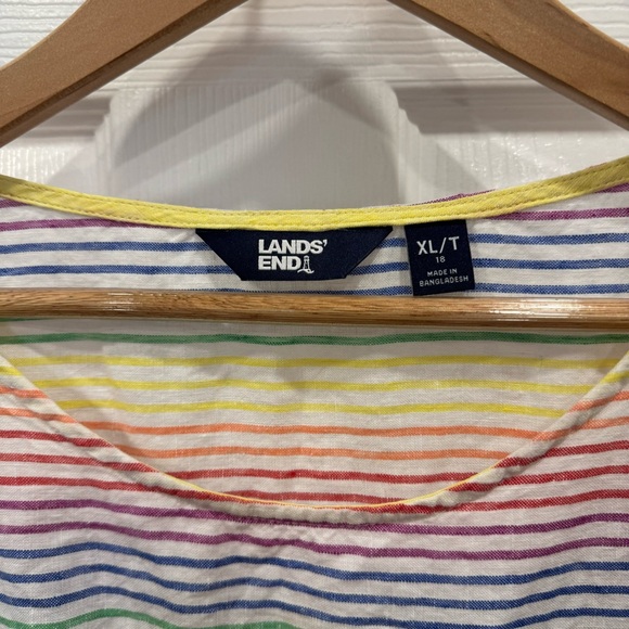 Lands End rainbow linen shirt - XL Tall 100% - Picture 3 of 5